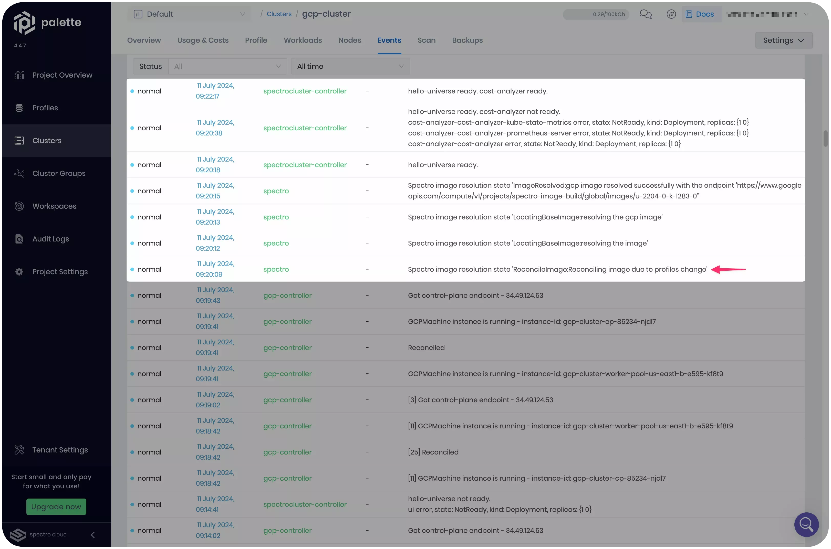 Image that shows the cluster profile reconciliation behavior